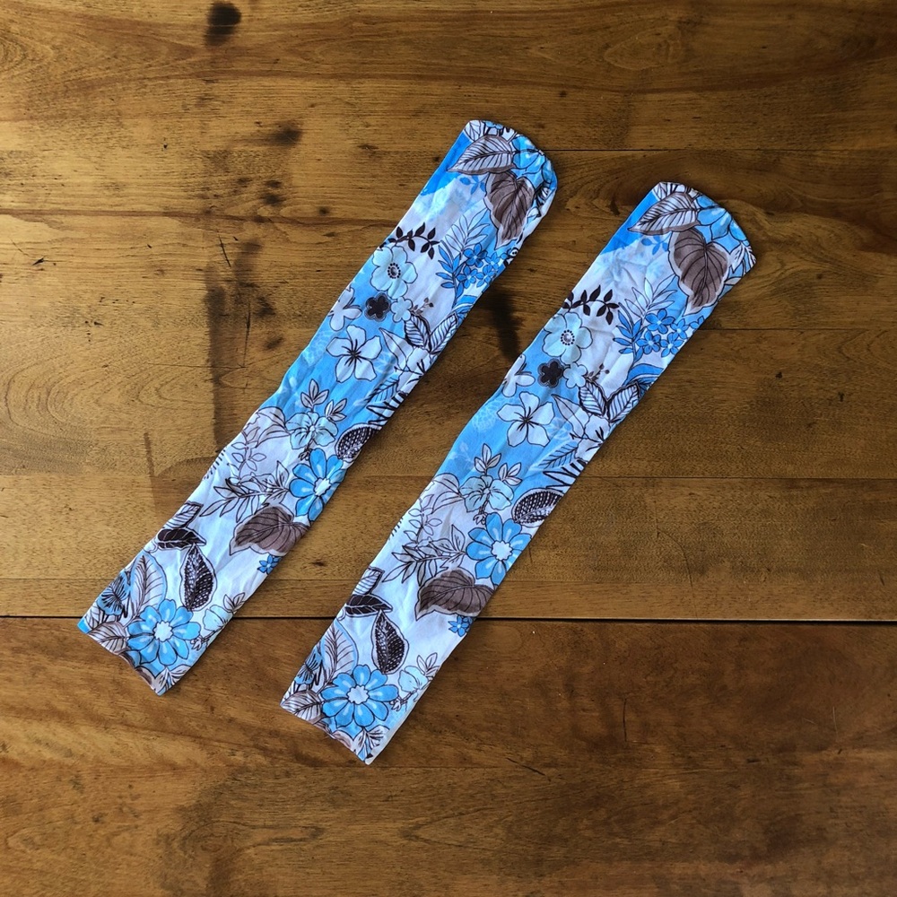 Floral Blue and Brown Women's Hosiery